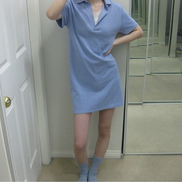 ZARA Blue Ribbed Polo Bodycon Mini Dress - Picture 2 of 11